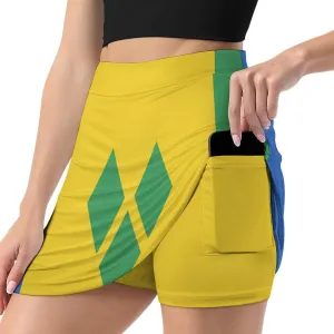 Fattyeery Women's Athletic Skorts Sri Lanka Flag Lightweight Skirts Inner Shorts with Pocket Tennis Workout Sports Skort