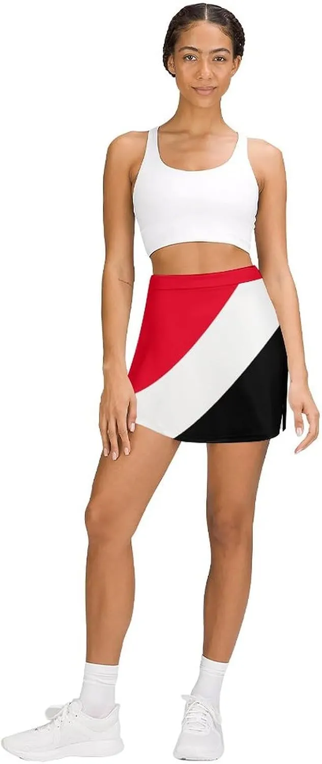 Fattyeery Women's Athletic Skorts Sri Lanka Flag Lightweight Skirts Inner Shorts with Pocket Tennis Workout Sports Skort