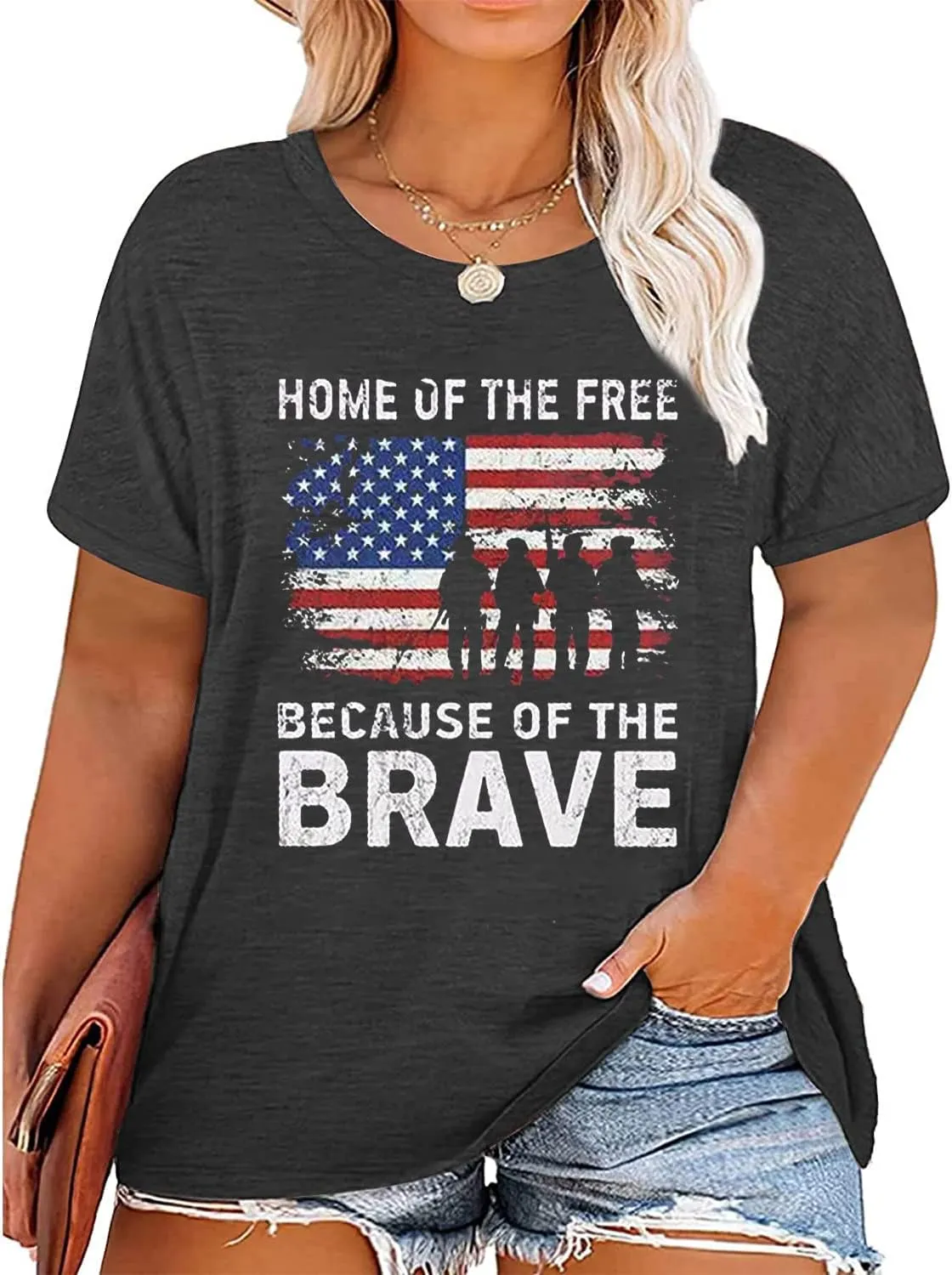 FCHICH Plus Size We The People 1776 Tshirt Women American Flag Graphic Patriotic Tees Casual Short Sleeve 4th of July Shirt