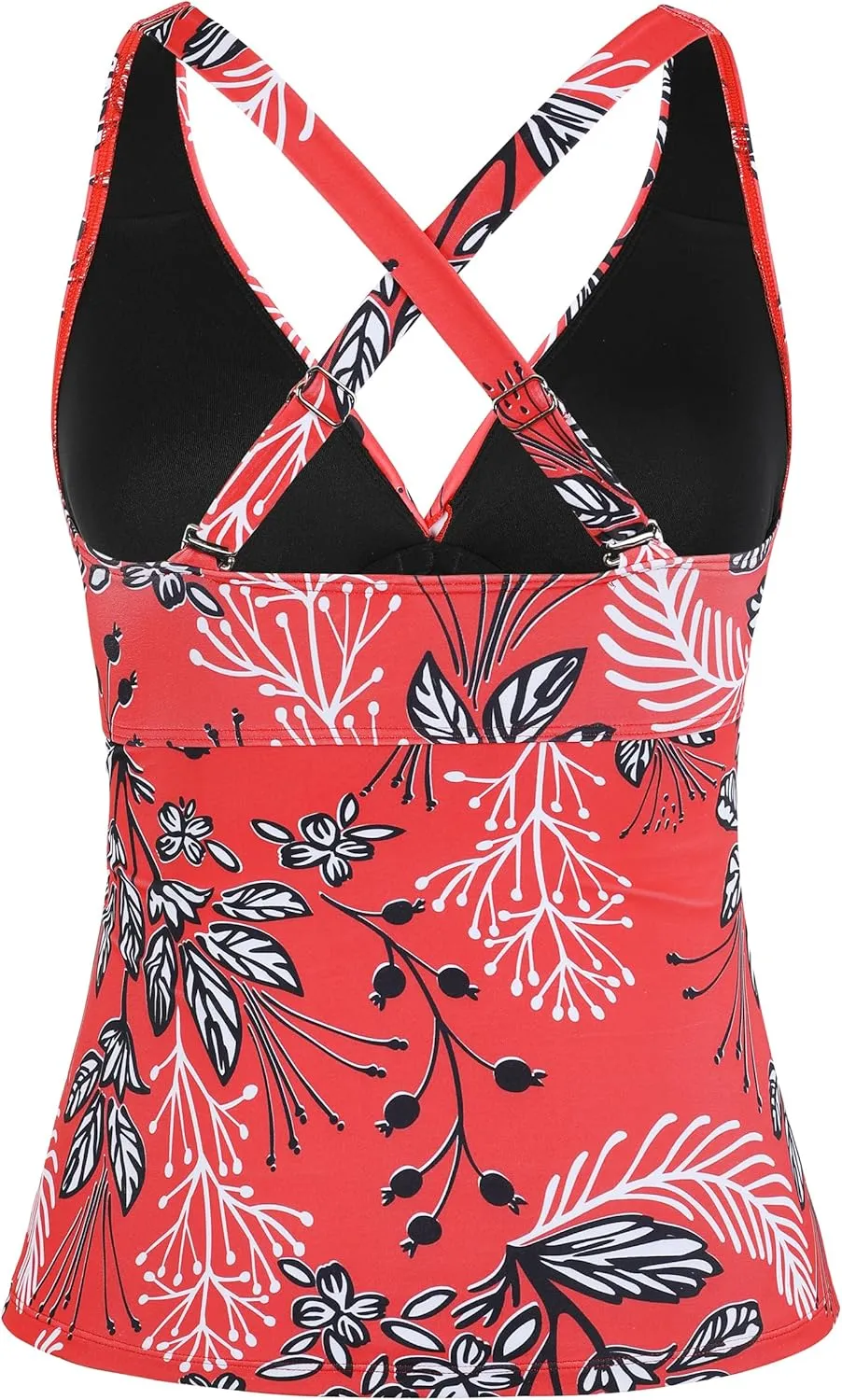 Firpearl Women Underwire Tankini Top Only Twist V Neck Swimsuits for Big Busted Ruched Tummy Control Bathing Suits Top