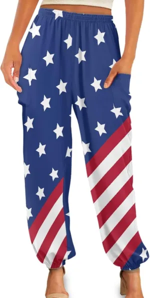 Forchrinse Red Galaxy Nebula Harem Pants for Women High Wiasted Flowy Yoga Jogger Loose Comfy Palazzo Pants Plus Size