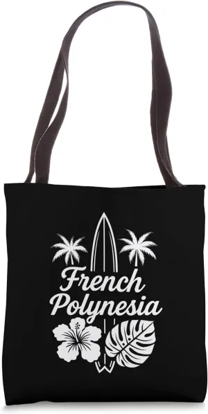 French Polynesia Moorea Bora Bora Tahiti Hibiscus Surf Tee Tote Bag