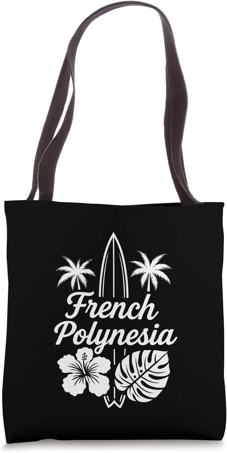French Polynesia Moorea Bora Bora Tahiti Hibiscus Surf Tee Tote Bag