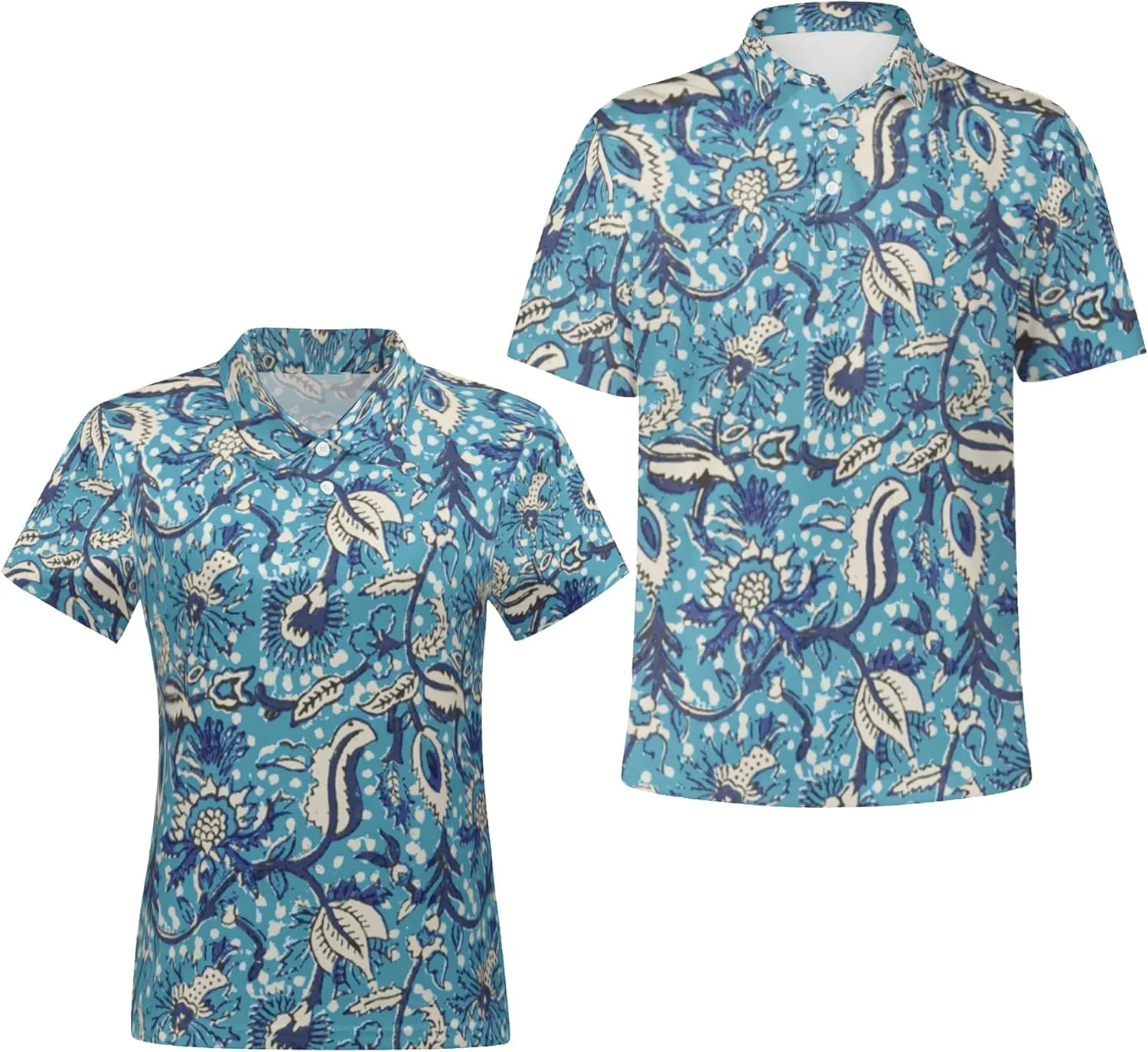 Funny Couple Golf Shirts,Matching Hawaiian Golf Shirt for Couple,Moisture Wicking Couple Polo Shirt for Men Women