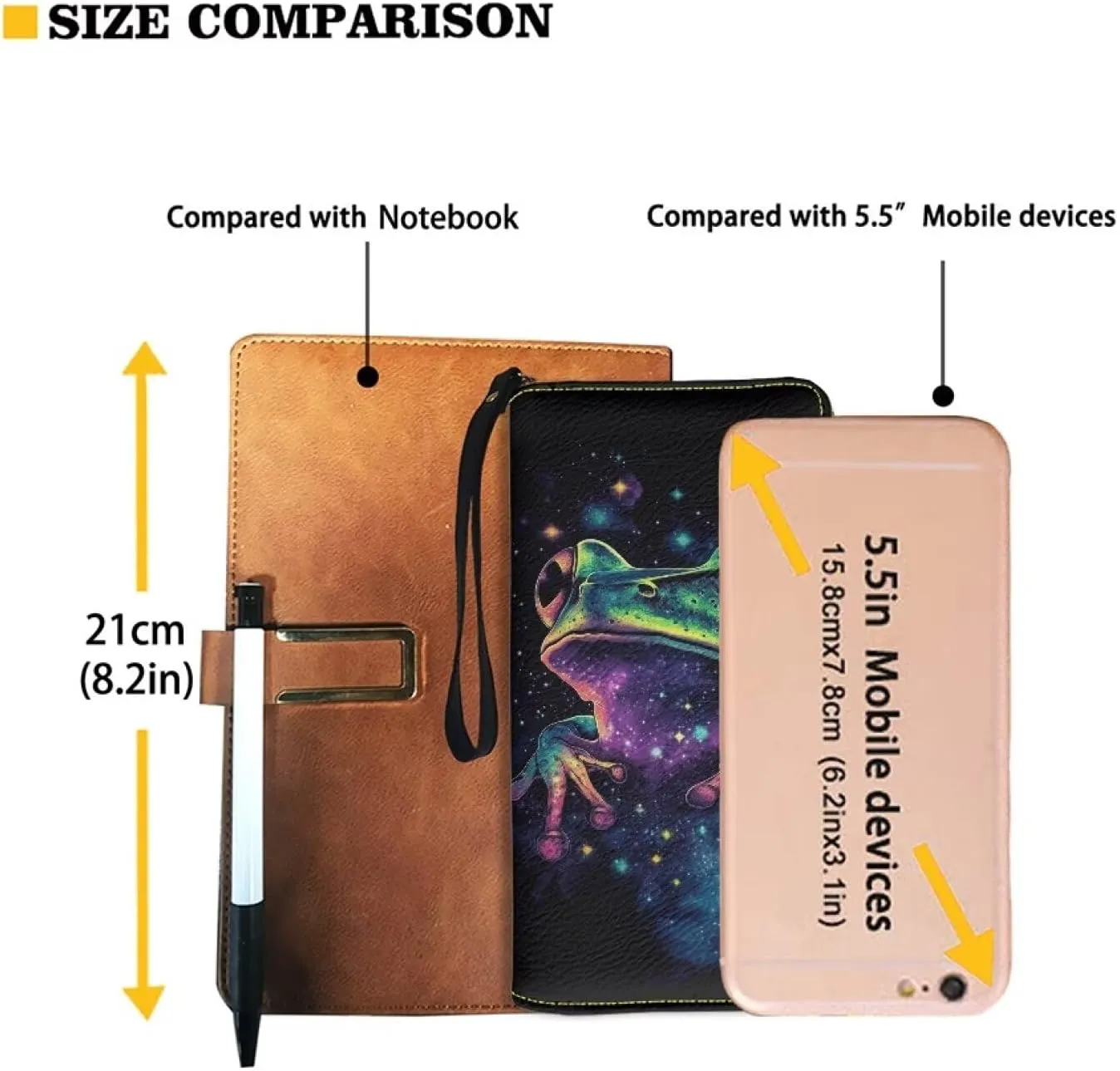 Galaxy Frog Wallet for Women Leather RFID Blocking Design Zip Around Card Holder Organizer Ladies Travel Clutch Wristlet