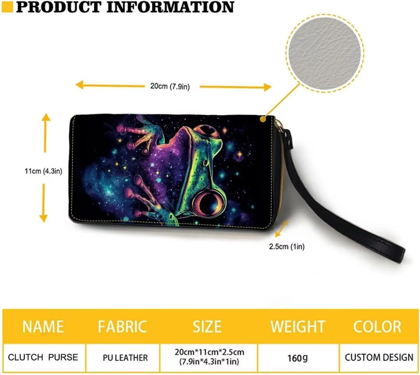 Galaxy Frog Wallet for Women Leather RFID Blocking Design Zip Around Card Holder Organizer Ladies Travel Clutch Wristlet