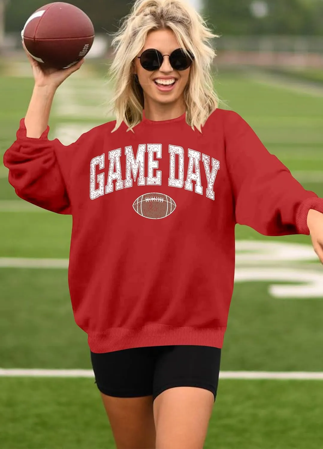 Game Day Sweatshirt Women Cute Football Graphic Pullover Shirt Football Season Long Sleeve Tops