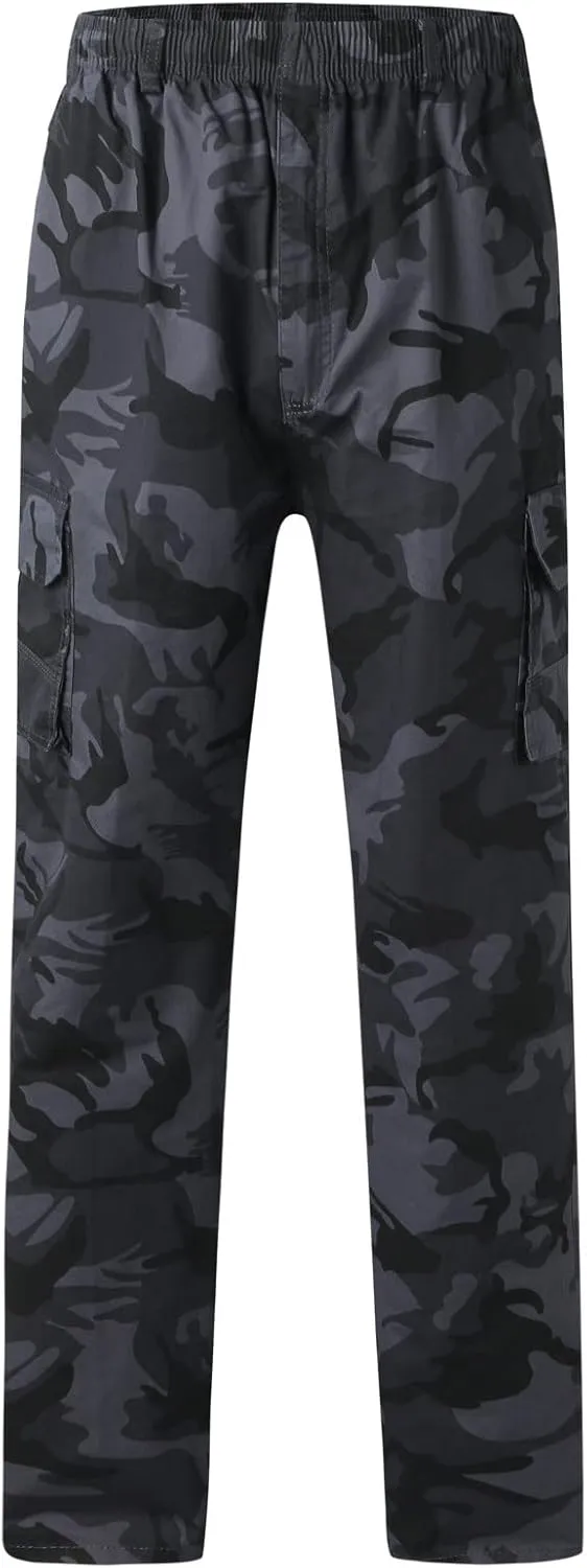 GIERIDUC Men's Fleece Cargo Sweatpants Big and Tall Cargo Pants for Men Half Long Half Short Pants Mens Wide Corduroy Pants