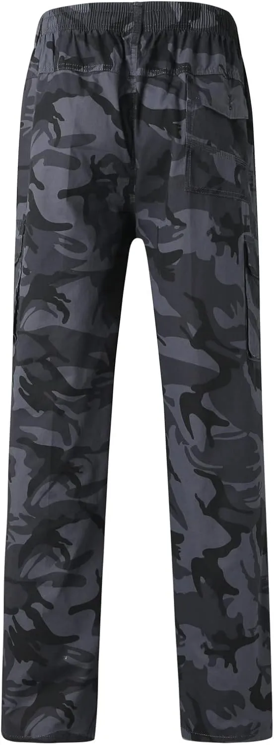 GIERIDUC Men's Fleece Cargo Sweatpants Big and Tall Cargo Pants for Men Half Long Half Short Pants Mens Wide Corduroy Pants