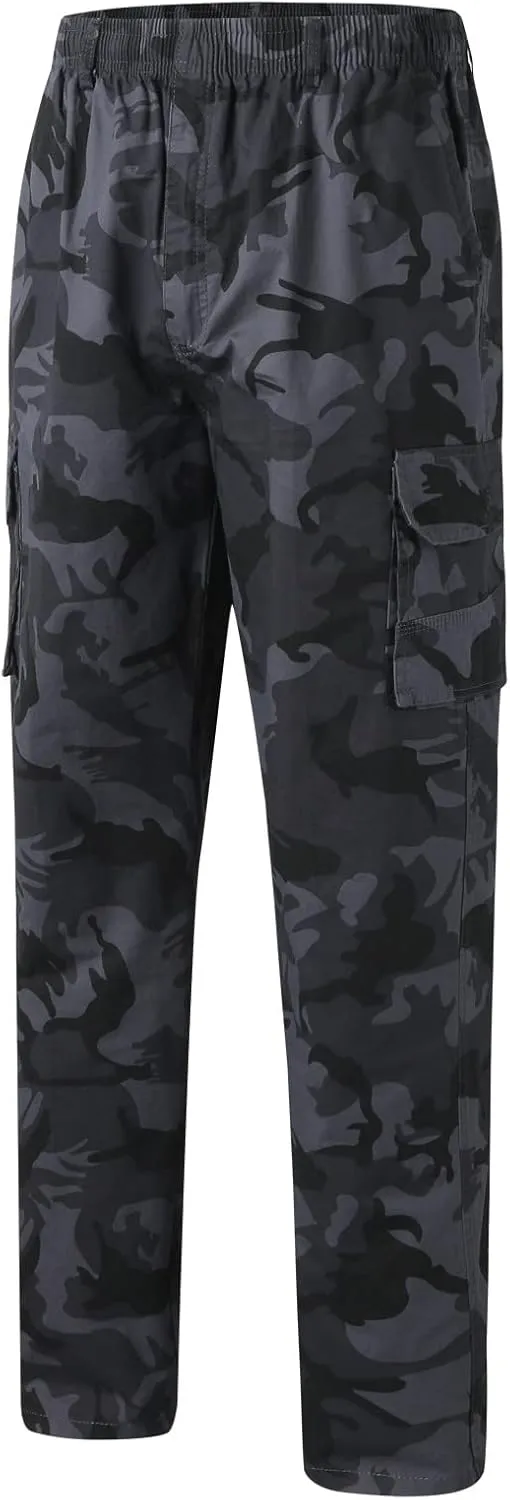 GIERIDUC Men's Fleece Cargo Sweatpants Big and Tall Cargo Pants for Men Half Long Half Short Pants Mens Wide Corduroy Pants