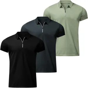 Golf Polos Shirts for Men Quick-Dry Athletic Mens Polo T-Shirts Short Sleeve Summer Casual Moisture Wicking Tops 3PC