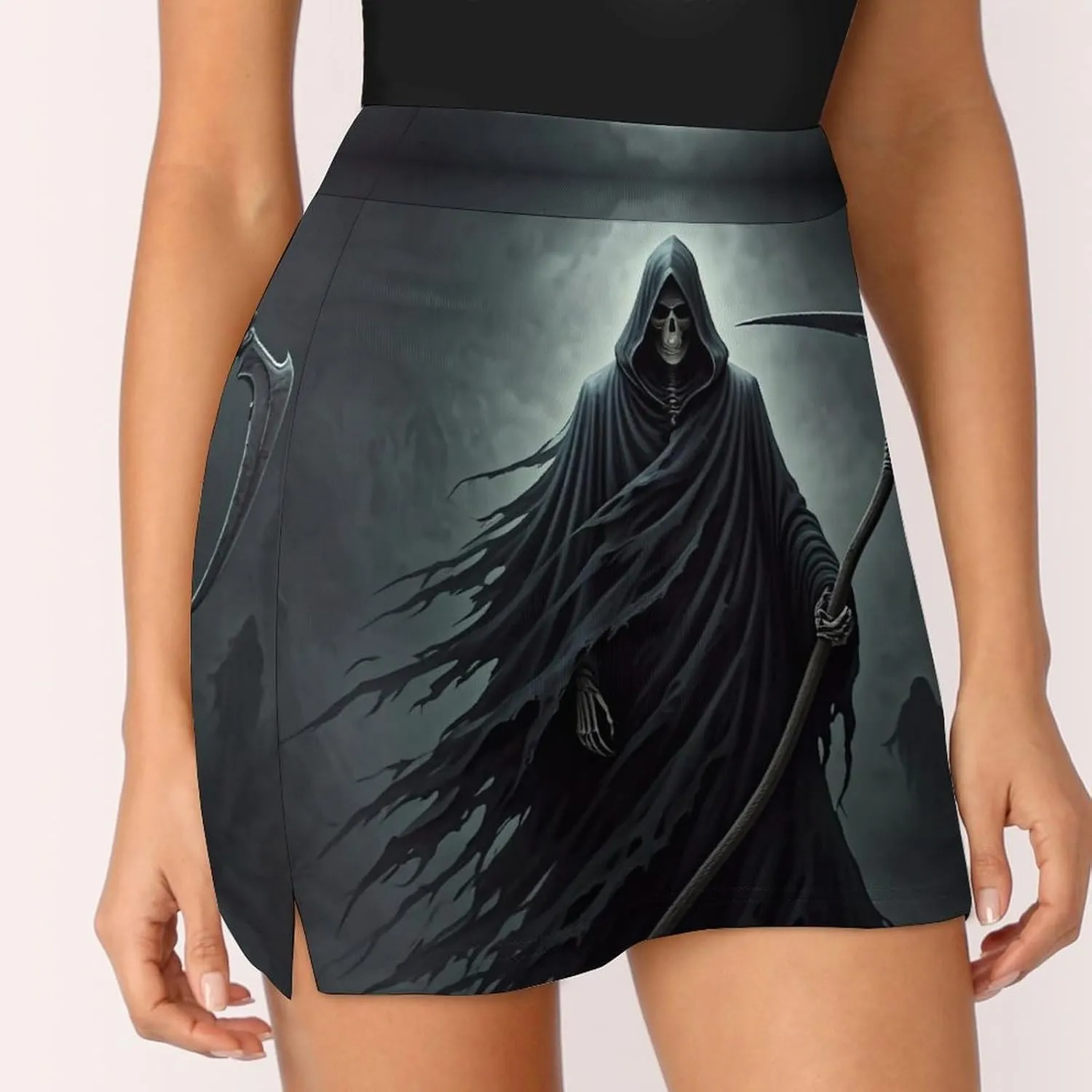 Grim Reaper Women's Mini Tennis Skirt with Shorts Underneath Athletic Workout Cute Skorts