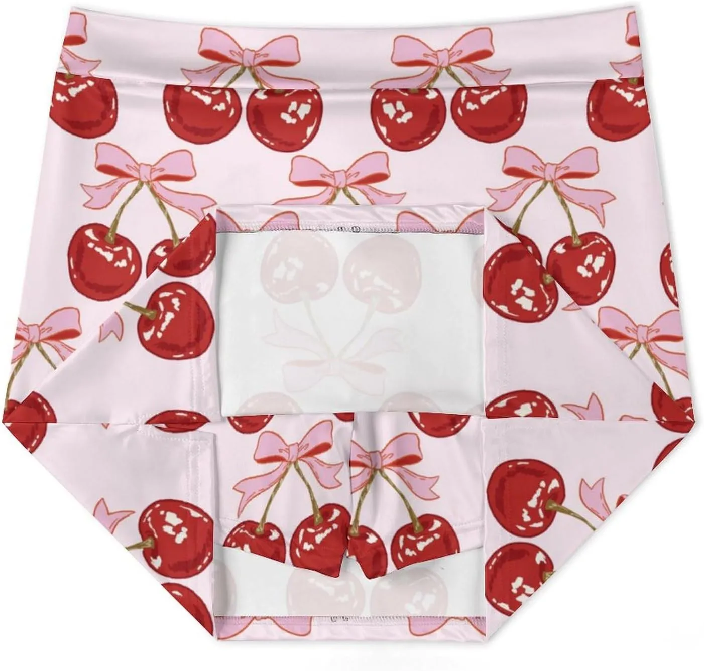 Hand Drawn Red Cherries Women's Mini Tennis Skirt with Shorts Underneath Athletic Workout Cute Skorts