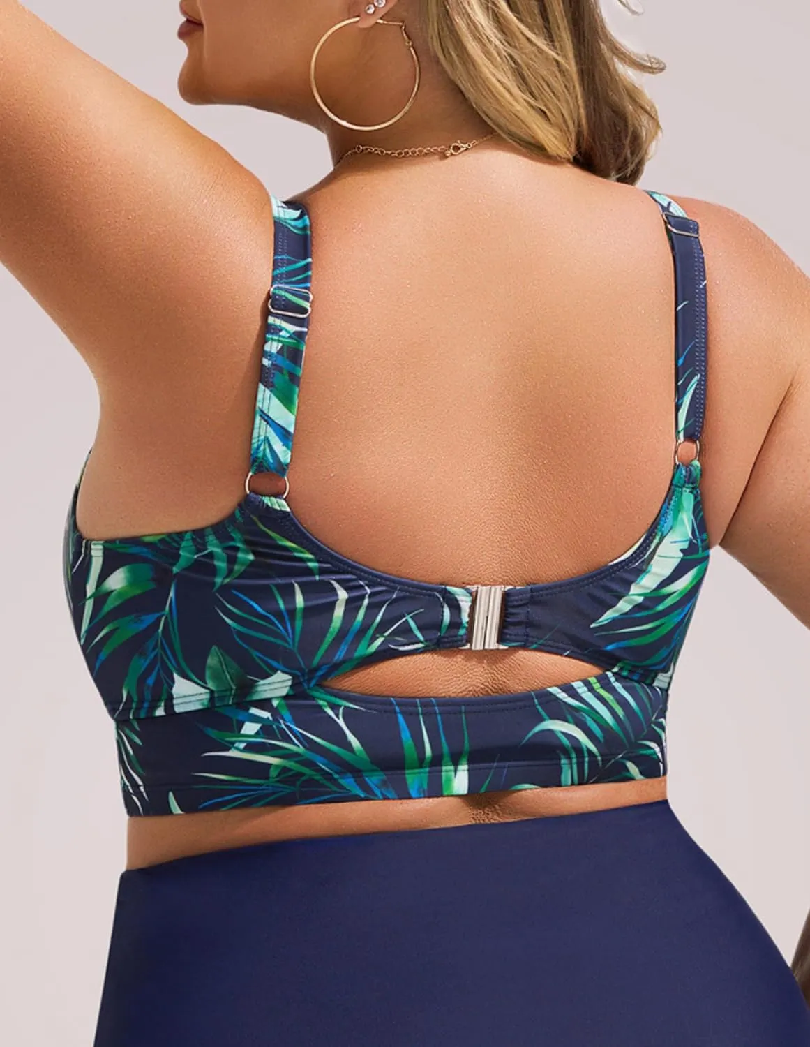 Hanna Nikole Womens Plus Size Push Up Bikini Top Only V-Neck Swimsuit Top Sports Bathing Suit Bra
