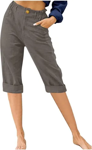 High Waist Capri Pants for Women 2024 Casual Summer Straight Leg Lounge Capris Loose Comfy Cropped Trousers