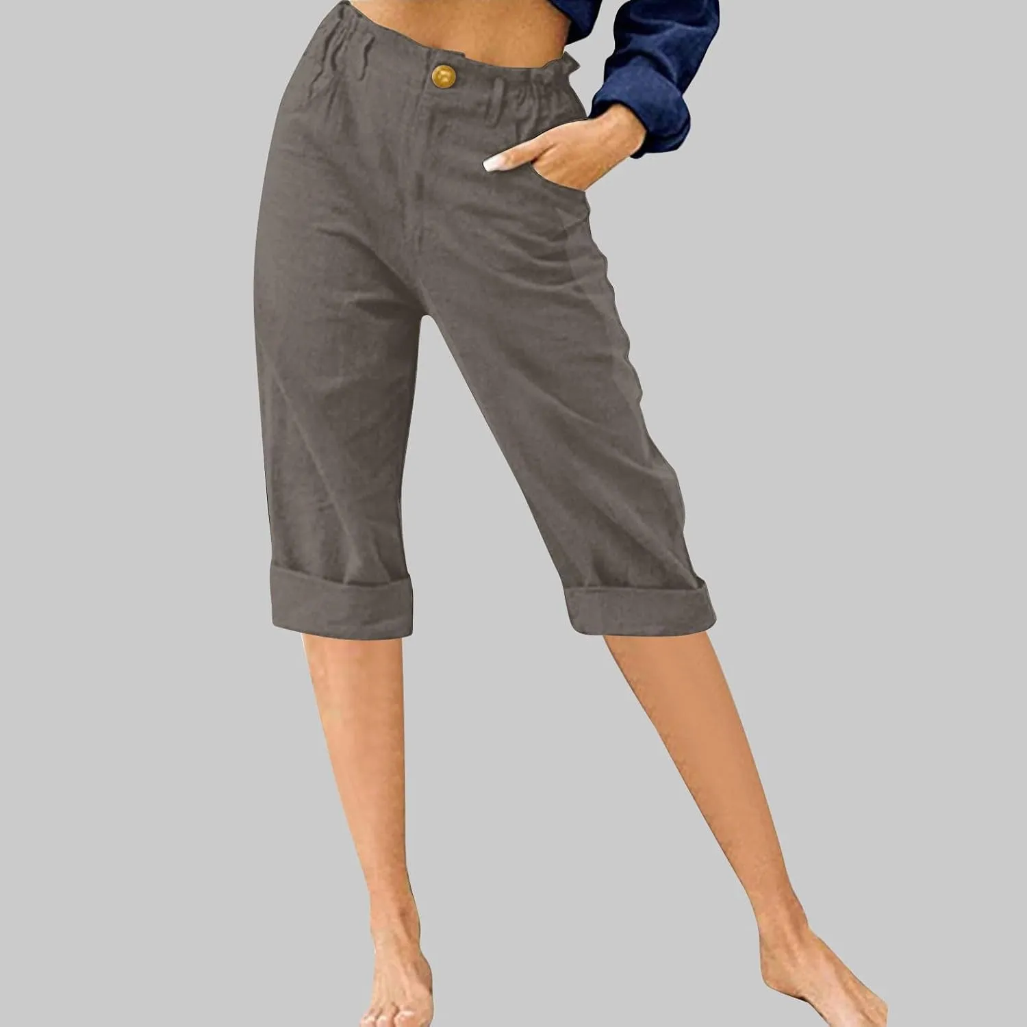 High Waist Capri Pants for Women 2024 Casual Summer Straight Leg Lounge Capris Loose Comfy Cropped Trousers