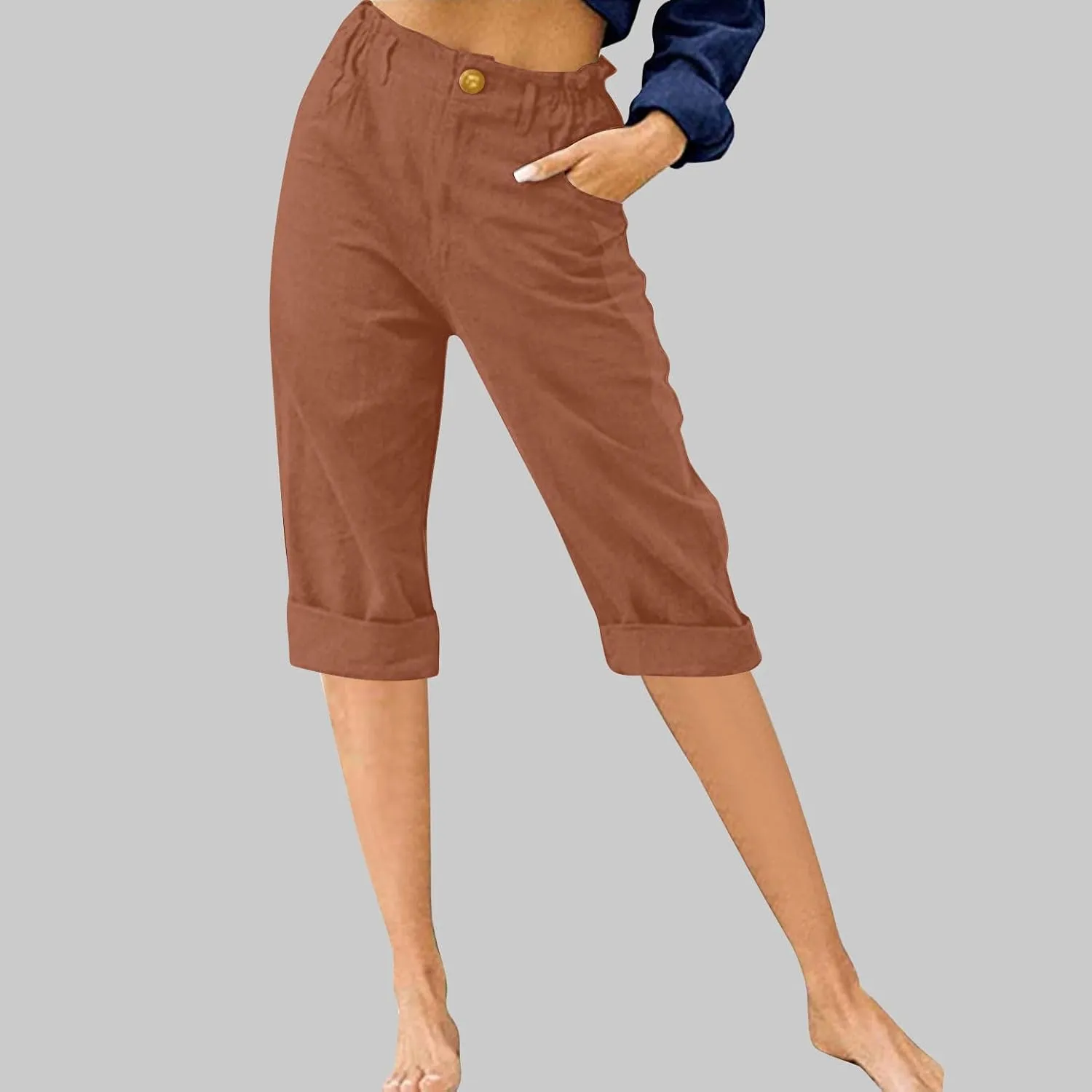 High Waist Capri Pants for Women 2024 Casual Summer Straight Leg Lounge Capris Loose Comfy Cropped Trousers