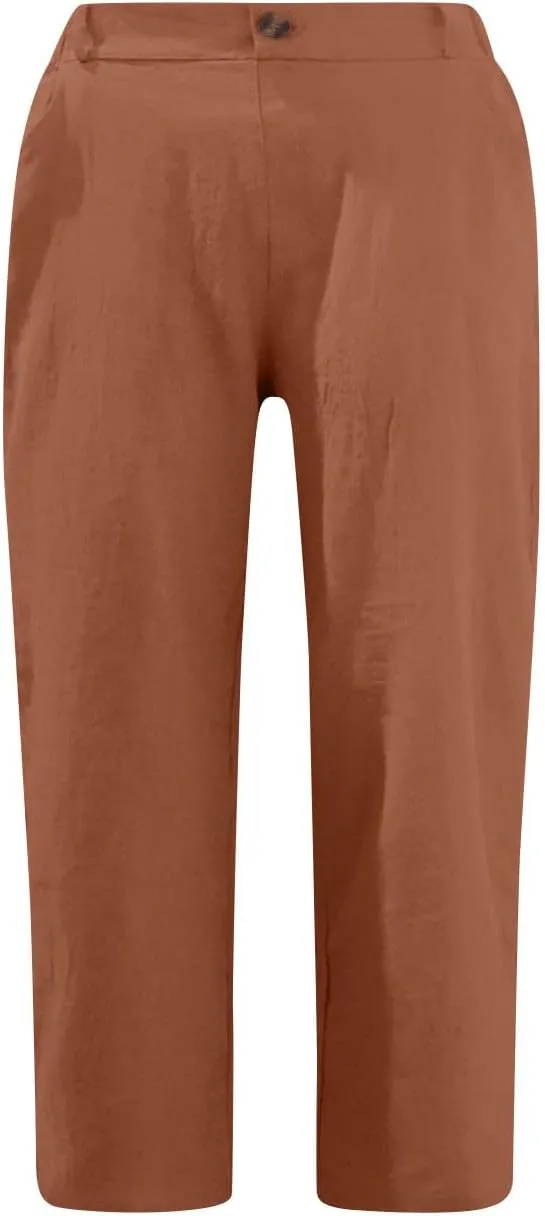 High Waist Capri Pants for Women 2024 Casual Summer Straight Leg Lounge Capris Loose Comfy Cropped Trousers