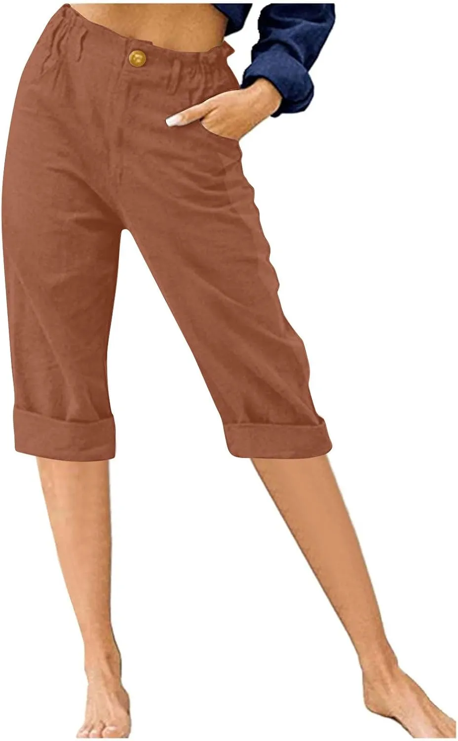 High Waist Capri Pants for Women 2024 Casual Summer Straight Leg Lounge Capris Loose Comfy Cropped Trousers
