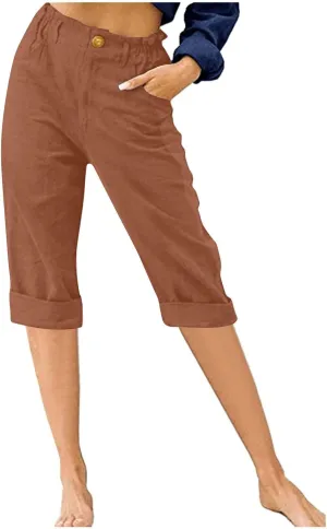 High Waist Capri Pants for Women 2024 Casual Summer Straight Leg Lounge Capris Loose Comfy Cropped Trousers