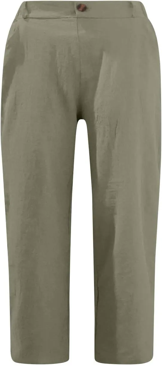 High Waist Capri Pants for Women 2024 Casual Summer Straight Leg Lounge Capris Loose Comfy Cropped Trousers