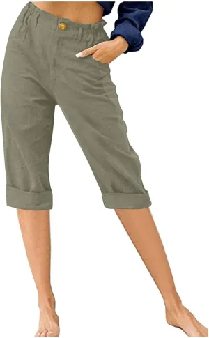 High Waist Capri Pants for Women 2024 Casual Summer Straight Leg Lounge Capris Loose Comfy Cropped Trousers