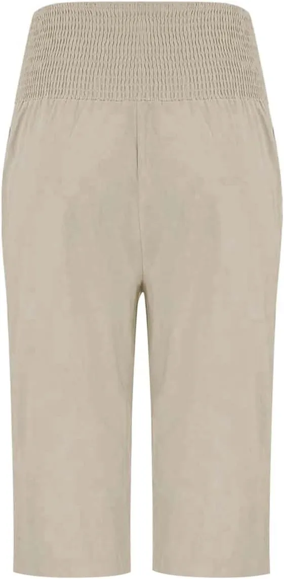 High Waisted Capri Pants for Women Linen Trendy Wide Leg Summer Loose Comfy Casual Palazzo Trousers with Pockets