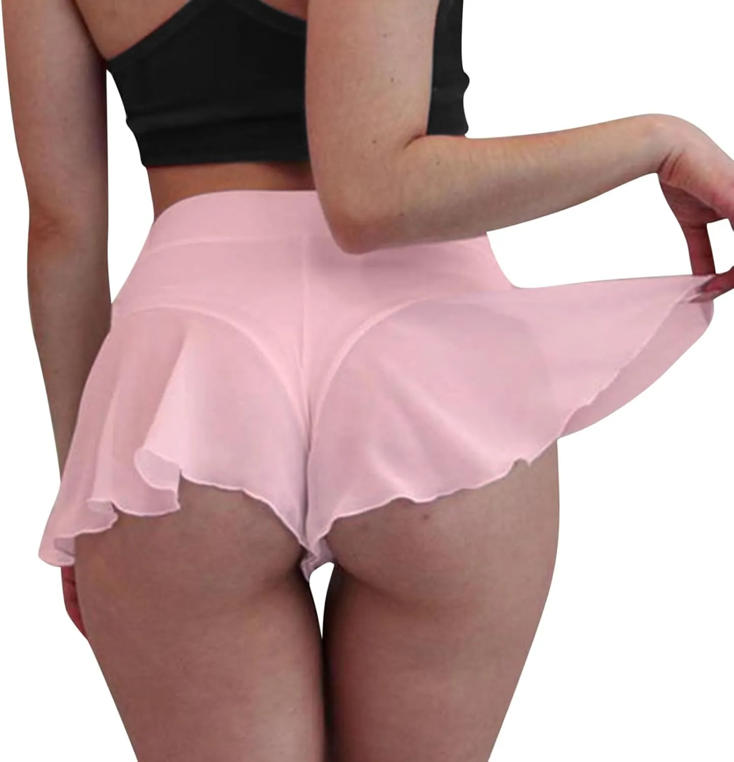 High Waisted Shorts Mini Pleated Skirts Women Sexy Flowy Ruffled Pole Dance Skirts Culottes Hot Pants Lingerie Skirts
