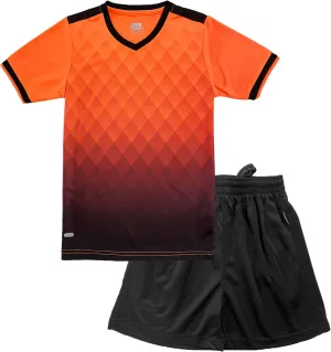 Hiheart Boys Quick Dry Short Sleeve T-shirt and Mesh Shorts Soccer Set