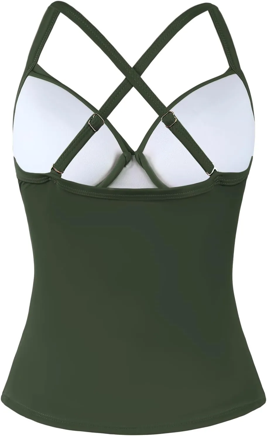 Hilor Women's Underwire Tankini Top Swimwear Twist V Neck Swimsuits for Big Busted Tummy Control Bathing Suits Top Only