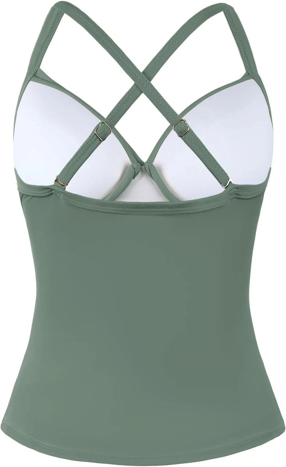 Hilor Women's Underwire Tankini Top Swimwear Twist V Neck Swimsuits for Big Busted Tummy Control Bathing Suits Top Only