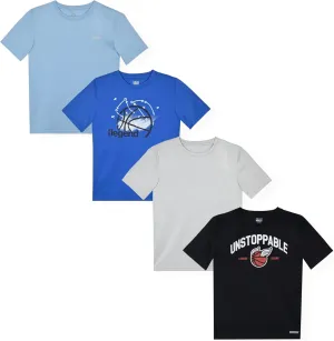 Hind Boys T-Shirts for Kids 4-Pack Tee Shirts for Boys Clothing Youth Quick-Dry Long and Short Sleeve T Shirts