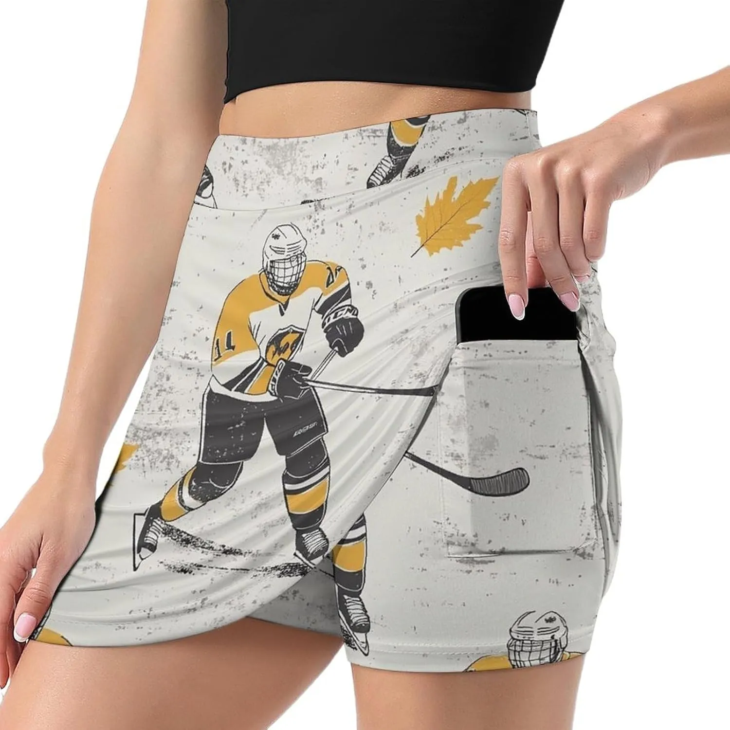 Hockey Players Women's Mini Tennis Skirt with Shorts Underneath Athletic Workout Cute Skorts