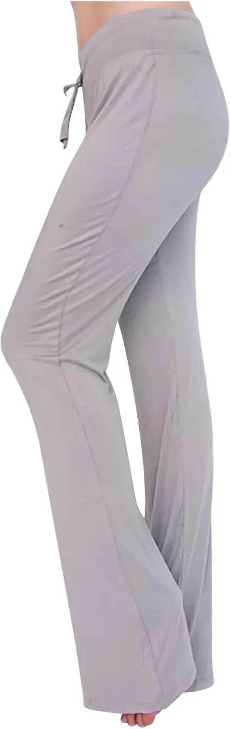 Hvyesh Womens Yoga Pants Wide Leg High Waist Tummy Control Loose Comfy Lounge Trousers Bootcut Drawstring Workout Leggings