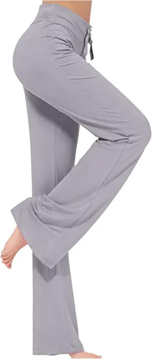 Hvyesh Womens Yoga Pants Wide Leg High Waist Tummy Control Loose Comfy Lounge Trousers Bootcut Drawstring Workout Leggings