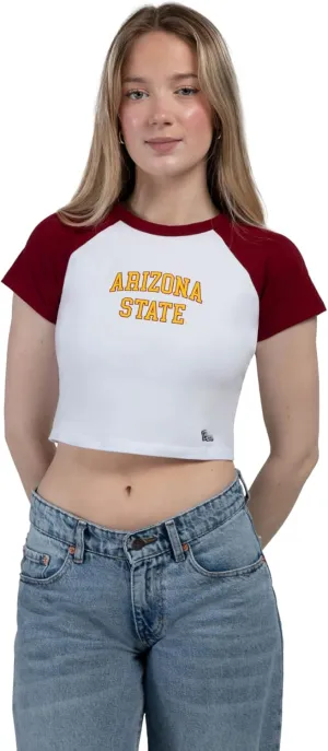 Hype & Vice Homerun Tee for Women (Large) - Arizona State University Tank Top for Women, Crop T-Shirt, College Shirts for Game Days - Maroon
