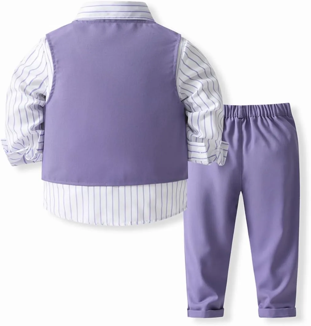 IMEKIS Toddler Baby Boy Christening Outfit Christmas Kids Bowtie Shirt Waistcoat Pants Wedding Holiday Tuxedo Gentleman Suits