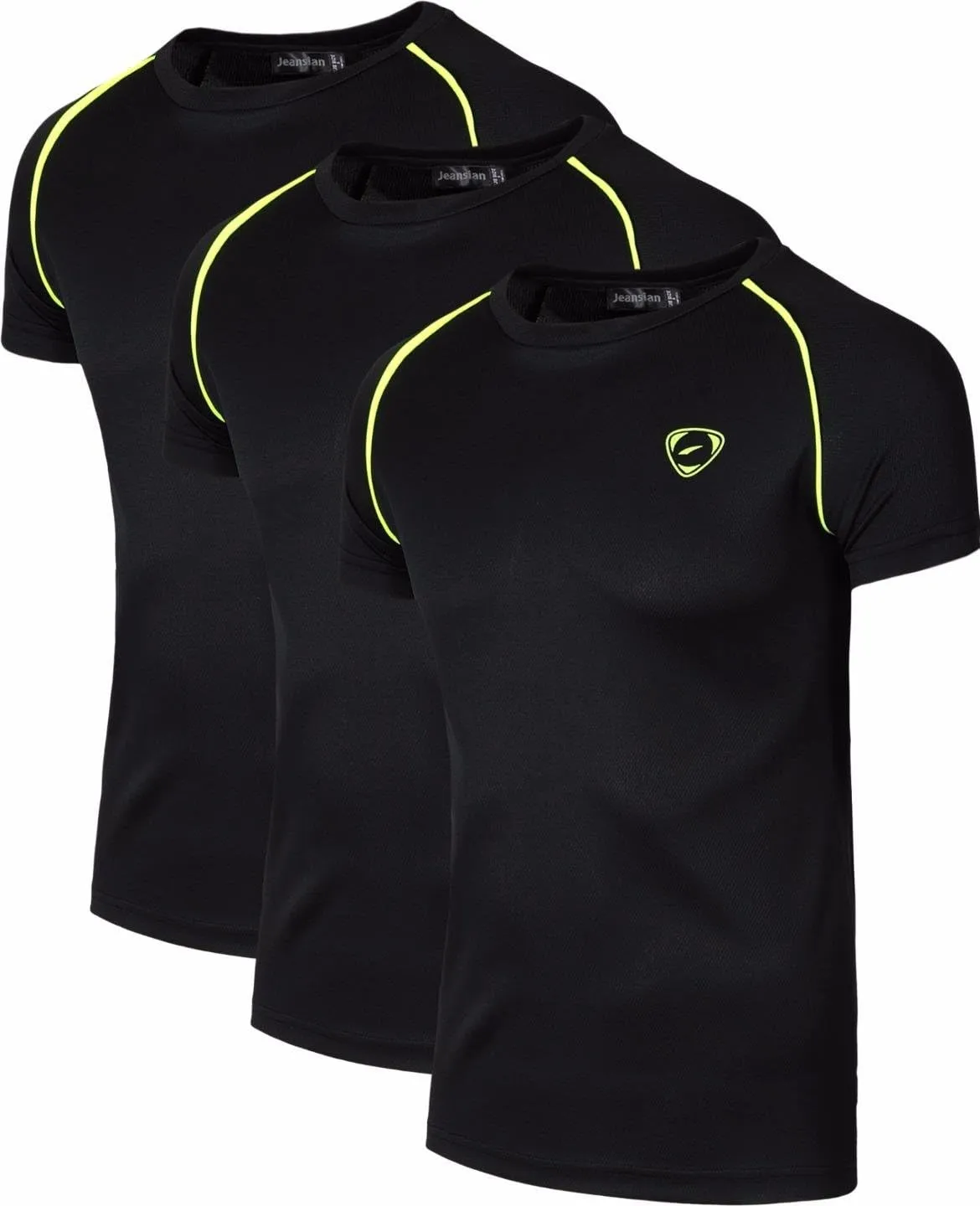 jeansian Men's 3 Packs Athletic Quick Dry Fit Short Sleeve Sport T-Shirt Tshirts Tee Shirt Tennis Golf Bowling LSL182