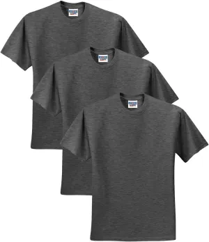 Jerzees Men's Adult Short Sleeve Tee 3 Pack, Black Heather, 4XL