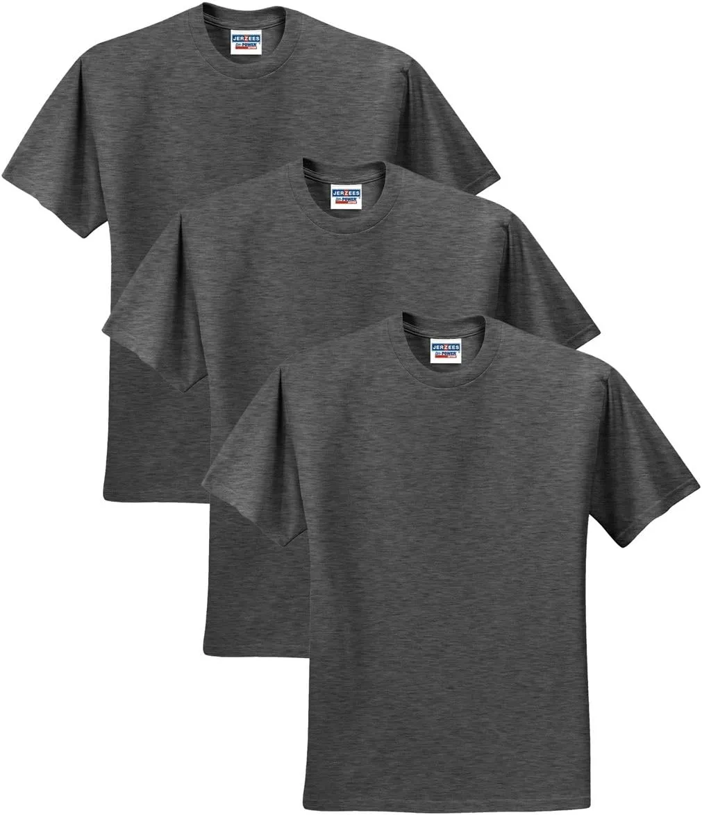 Jerzees Men's Adult Short Sleeve Tee 3 Pack, Black Heather, 4XL