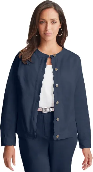 Jessica London Women's Plus Size Scalloped Denim Jacket