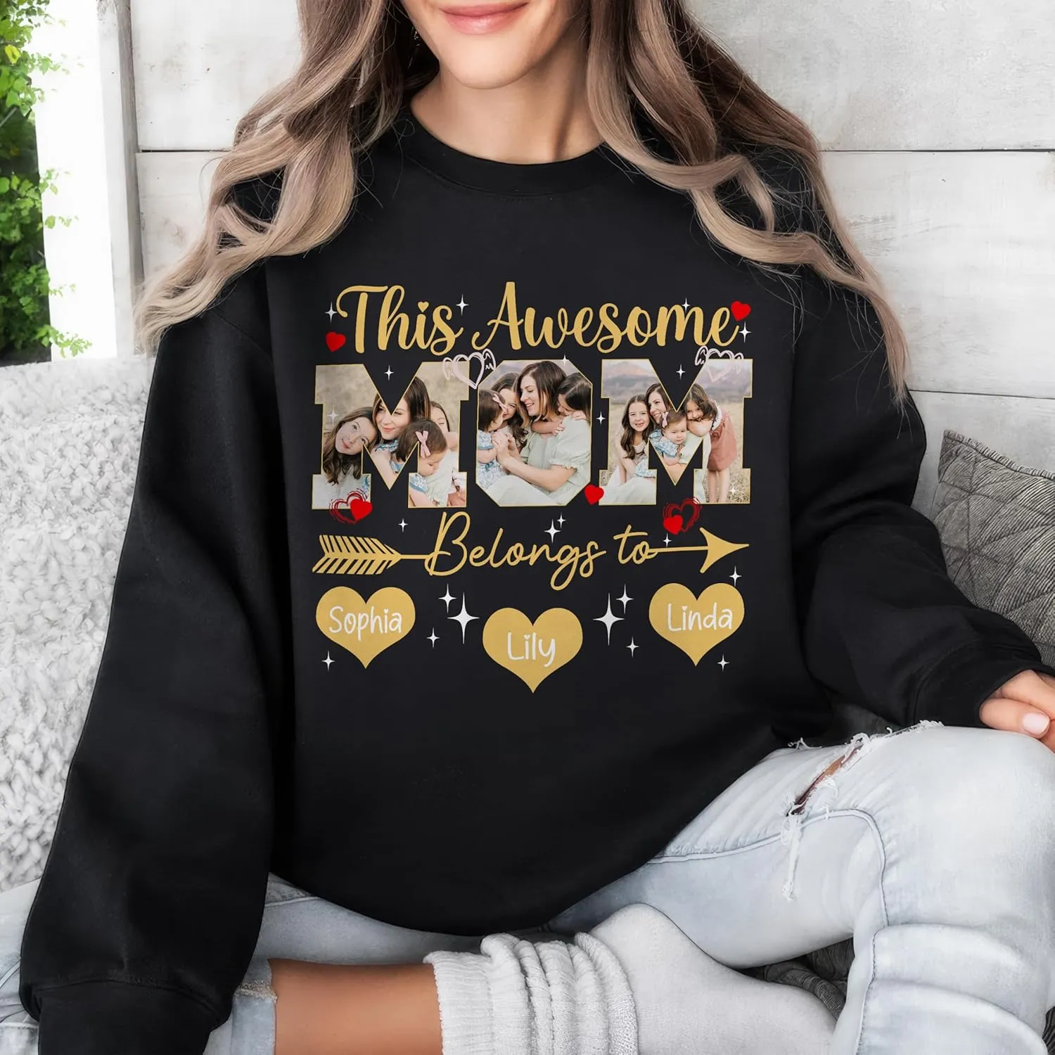 JIX & JOKY Custom Shirt with Picture Custom Mothers Day Shirt for Mom Photo Tshirt with Face Gift for Mothers Day Birthday