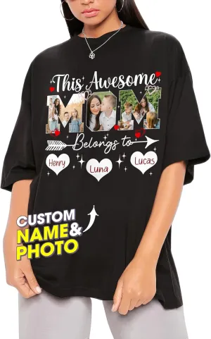 JIX & JOKY Custom Shirt with Picture Custom Mothers Day Shirt for Mom Photo Tshirt with Face Gift for Mothers Day Birthday