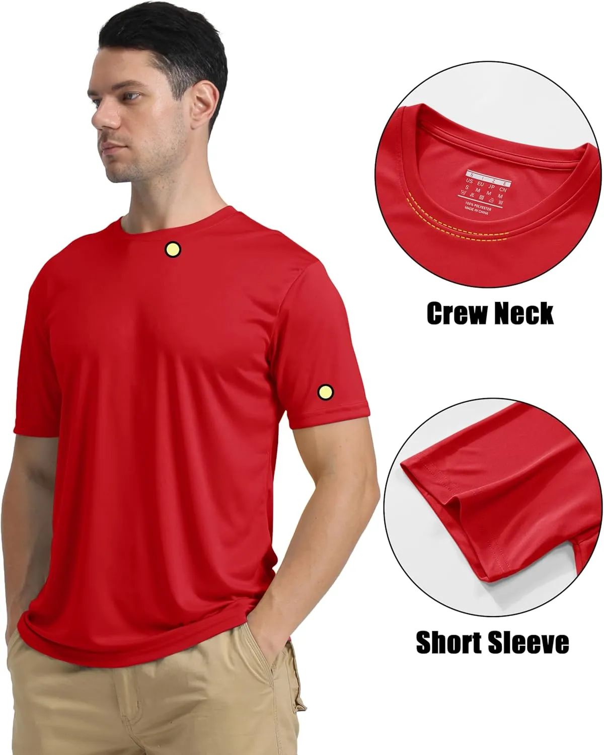 KEFITEVD Men's Short Sleeve UPF 50  Sun Protection Shirts Quick Dry Rashguard Swim Shirt SPF Workout Fishing Athletic T-Shirt