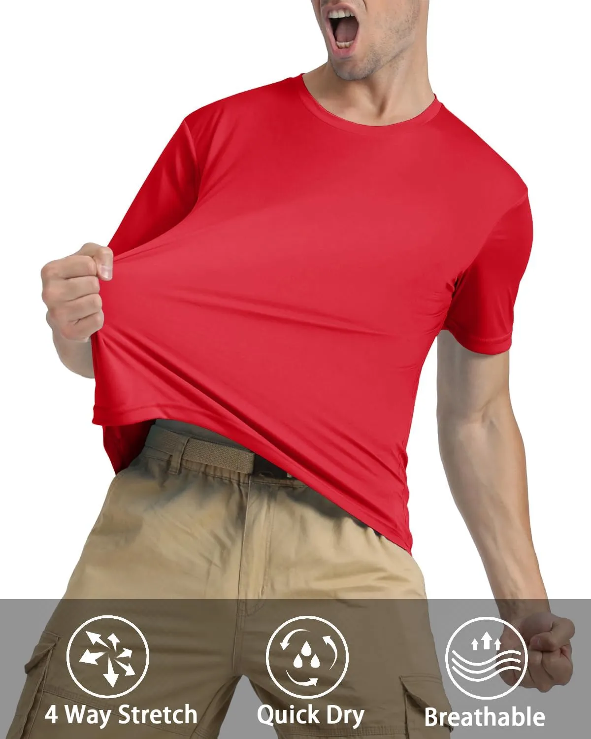KEFITEVD Men's Short Sleeve UPF 50  Sun Protection Shirts Quick Dry Rashguard Swim Shirt SPF Workout Fishing Athletic T-Shirt
