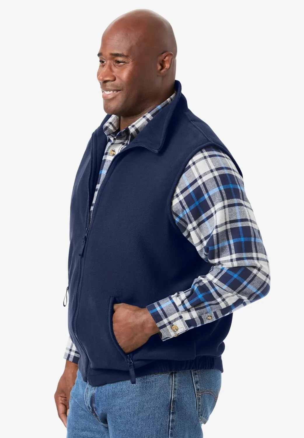 KingSize Men's Big & Tall Explorer Plush Fleece Zip Vest