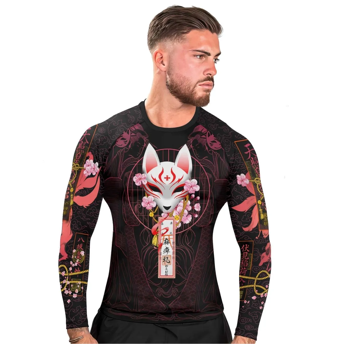 Kitsune Mask Men's Long Sleeve Rash Guard