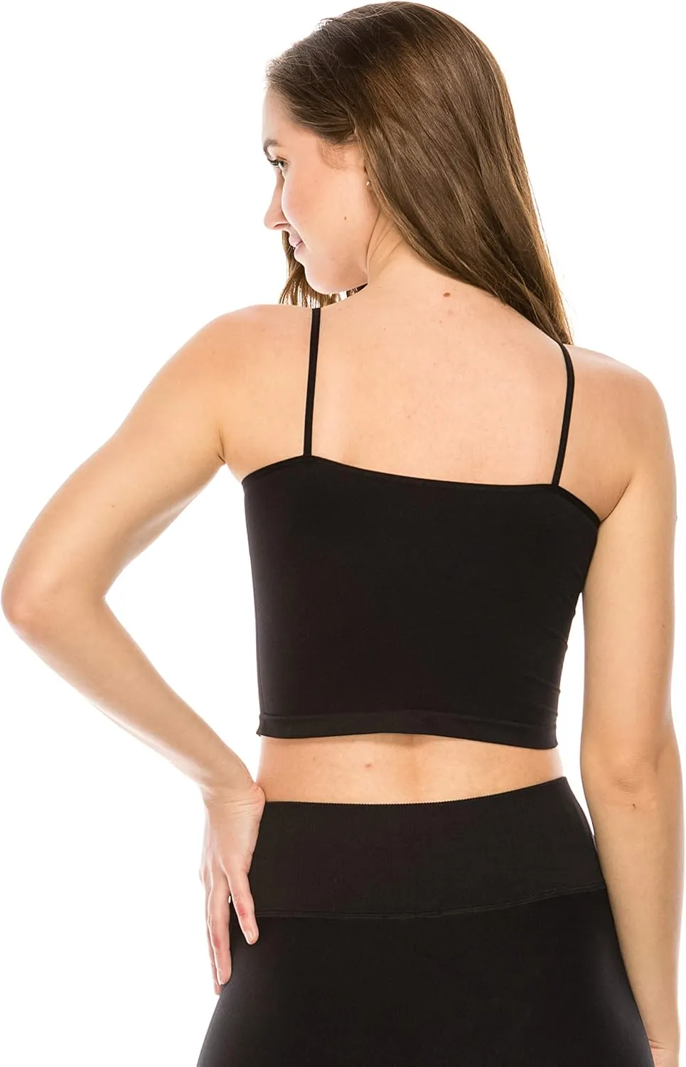 Kurve American Made Womens Cami Tank Top  Sleeveless Crop Ruched Sports Bra Basic Stretch Camisole Yoga Workout Active