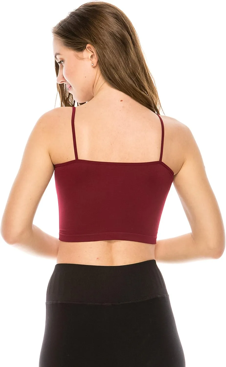 Kurve American Made Womens Cami Tank Top  Sleeveless Crop Ruched Sports Bra Basic Stretch Camisole Yoga Workout Active
