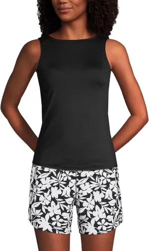 Lands' End Women's High Neck UPF 50 Modest Tankini Top Swimsuit